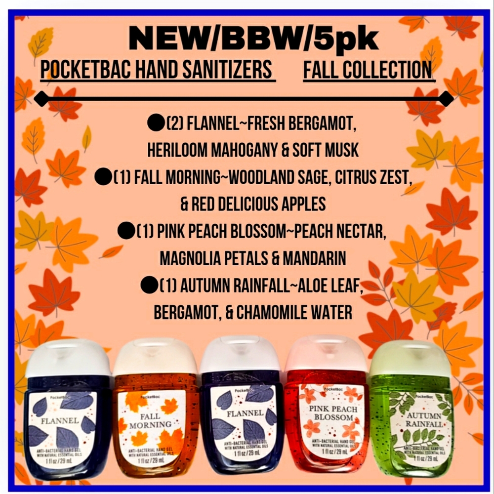 🔥5PK-FALL COLLECTION/NEW/BBW/POCKETBAC HAND SANITIZERS